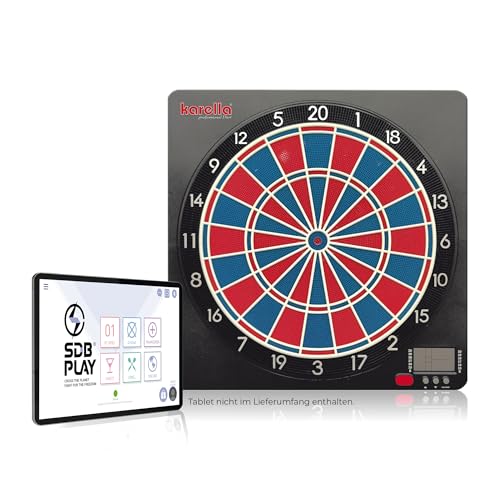 Karella Dartautomat CB-Smart, elektronische Softdartscheibe mit modernster Bluetooth Online Funktion, mit 37 Spielen, Elektronik Smart Dartboard, exakte Turniermaße, Double/Triple in 2-Loch Abstand