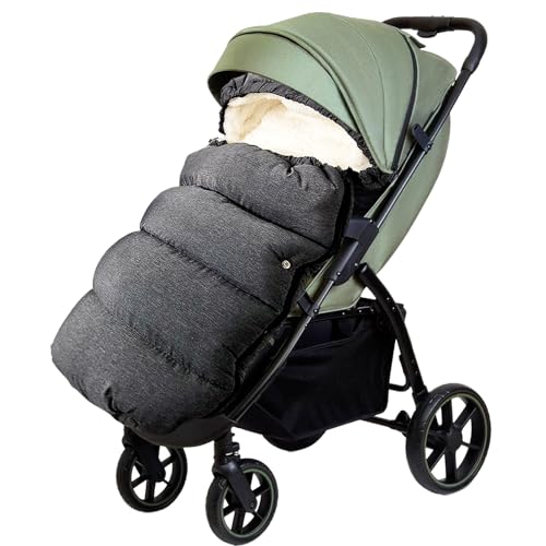 Universal Fusssack Winter Baby Kinderwagen, Baby Fußsack Kinderwagen Winter, Fußsack Buggy, Kinder Winterfußsack, Babyfußsack für Kinderwagen Sportsitz Babyschale, Verdicktes Design, Dunkelgrau