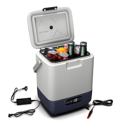 Klarstein SwiftFrost 12L Mobiler Mini-Kühlschrank Mit Großem Fach, LCD-Panel, Starkem Kompressor & Anti-Schock-Technologie - Ideal Als Kühlbox Für Camping, Büro Oder Unterwegs, Weiß