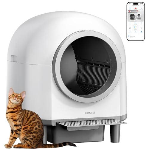 CATCOOL Selbstreinigende Katzentoilette, Katzenklo mit App-Steuerung, Katzenklo Selbstreinigend Geruchsbeseitigung, Mit Katzentreppe, Leise & Energiesparend Katzentoilette für Mehrere Katzen, 100L