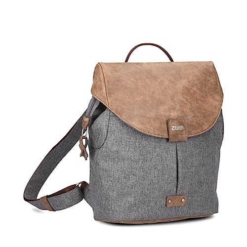 Zwei Damen City-Rucksack Olli OR8 kleiner Rucksack 5 Liter Lederoptik im Vintage-Style robust strapazierfähig wasserabweisend Hauptfach mit Reißverschluss (stone)