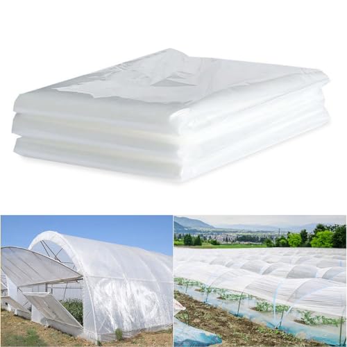 Ovtai Folie Gewächshaus, 2 x 6M Polyethylenfolie, Wiederverwendbar Gewächshausfolie, Reißfestigkeit Gewächshaus-Folie, Transparent Gewächshaus Folie Geeignet für Gemüsegärten Gärten Gewächshäuser