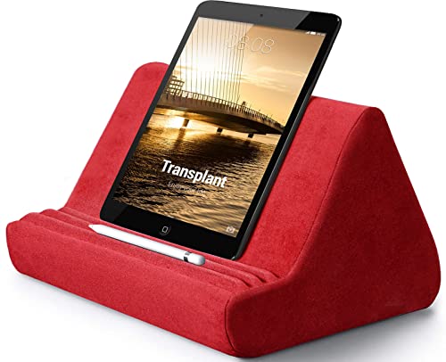 Transplant Tablet-Halter-Kissen, Verstellbarer 3 Betrachtungswinkel, Tablet-Ständer, Kompatibel mit iPads Tablets, Smartphones, Büchern（Weinrot）