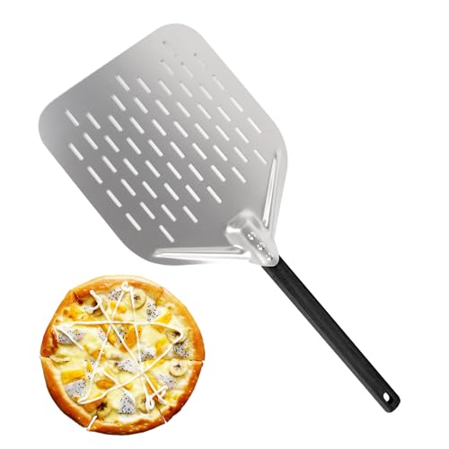 TNOMSNO Pizzaschieber Pizzaschaufel, 12 Zoll Pizzaschieber Perforiert mit Abnehmbaren Griff, 40x30cm Profi Pizzaschieber mit Großer Fläche für den Grill Oder Ofe