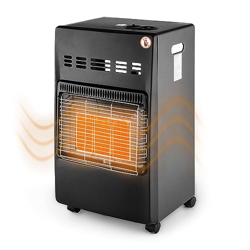DURAMAXX Kamtschatka - Gasheizofen, Gas Heizstrahler, Gasheizgerät, Infrarot Keramikbrenner, Gasheizer Keramik, 1500-4100 Watt Wärmeleistung, Propangasflaschen bis 15kg verwendbar, schwarz