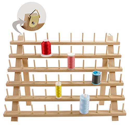 New brothread 60 Spulen Holz Fadenhalter/Garnhalter/Fadenspulen Organizer mit Haken zum Aufhängen für Stickerei, Quilten, Nähen, Haare Flechten