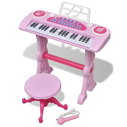 Catherinol Kinder Keyboard Spielzeug Piano mit Hocker/Mikrofon 37 Tasten, Spielzeugklavier für Klaviertastatur, Kleinkinder, Rosa