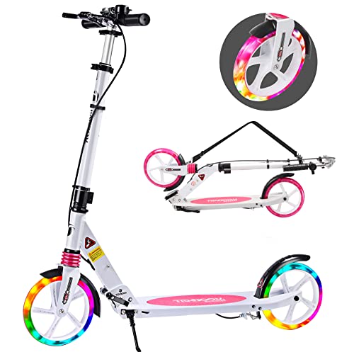 TENBOOM Roller Erwachense,klappbar Roller Cityroller Höhenverstellbar für Kinder 10 Jahre,Roller 2 Rädern Tretroller Kickscooter mit handbremse und Glocke