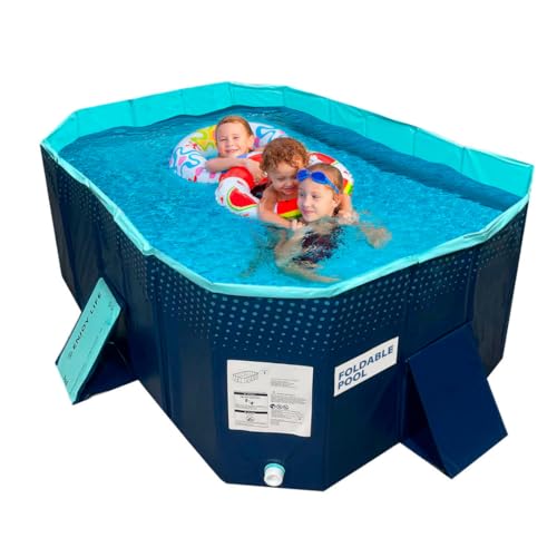 INDUSTEX Planschbecken Foldable Pool, 130 x 90 x 45 cm, Kinderbecken, Tragbarer Hundepool, Faltbarer Pool, Badewanne, Pool Spielzeug, Geeignet für Kinder, mittelgroße Haustiere