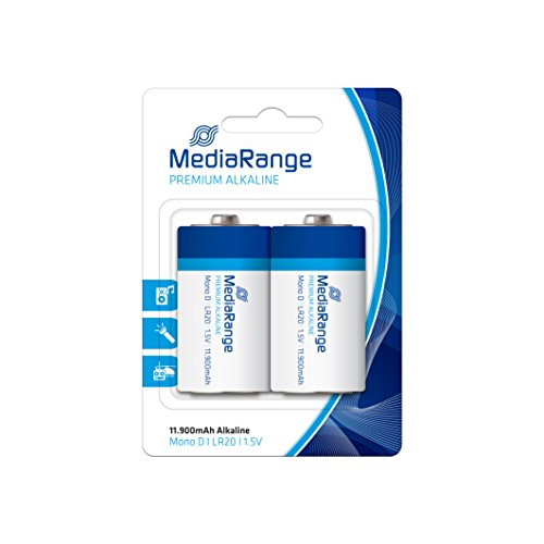 MediaRange Premium Alkaline Batterien, Mono D|LR20|1.5V, 2er Pack