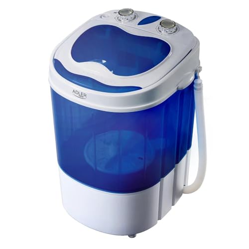 ADLER EUROPE AD 8051 Mini Waschmaschine mit Schleuder Funtkion Waschautomat Camping Reise mobile Singlehaushalt Waschmaschine Toploader mit Wäscheschleuder bis 3KG