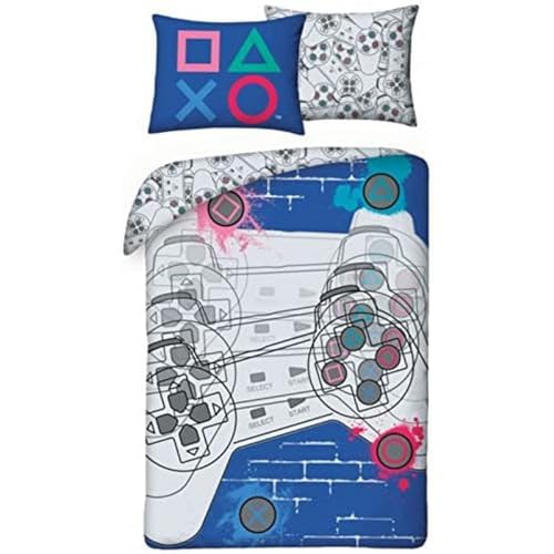 Halantex Playstation Bettwäsche 140x200 cm + Kissenbezug 100% Baumwolle Öko-Tex Standard 100