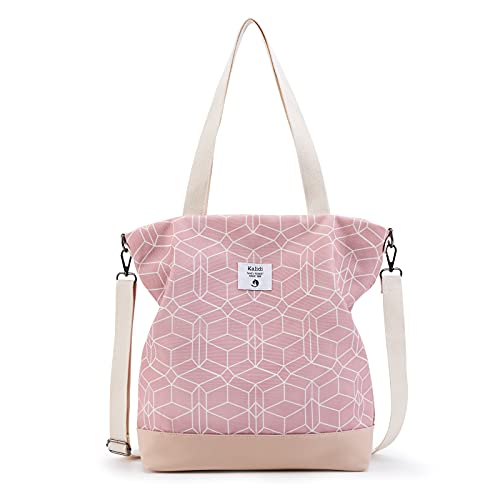 KALIDI Groß Damen Umhängetasche/Handtasche Canvas Tasche Schultertasche Totepack Shopper Casual Hobo Bag Crossbody Bag für Schule Büro Arbeit Reisen Ausflug Einkauf,pink