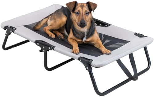 TRIXIE Hundeliege Strong Edition in beige/schwarz – stabile und komfortable Liege für Hunde – zusammenklappbar & pflegeleicht – 79 × 19 × 50 cm – 28211