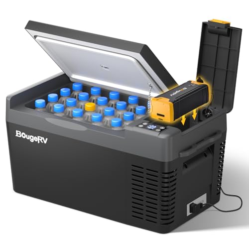 BougeRV CRPRO 20 Liter 12V/24V Kompressor Kühlbox (Schwarz) und 220Wh tragbare Powerstation für CRPRO Kühlbox