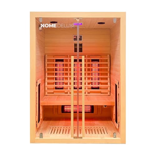 Home Deluxe – Infrarotkabine Sonora M – 135 x 105 x 190 cm - für 1-2 Personen, 6 Vollspektrumstrahler, Holz: Hemlocktanne I Infrarotsauna, Sauna, Wärmekabine, Infrarot