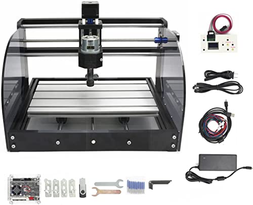 RATTMMOTOR CNC Fräsmaschine 3018-Pro Max CNC Graviermaschine,3 Achsen GRBL Offline Steuerung 420x350x270mm, Steuerung ER11 für PVC PCB Holzschnitzen DIY Gravierer