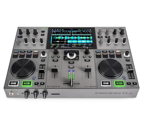 Denon DJ PRIME GO+ Tragbarer DJ-Controller und Mixer mit Stem-Trennung, 2 Decks, WLAN-Streaming, Bluetooth, Lichtsteuerung, 7' Display und Batterie