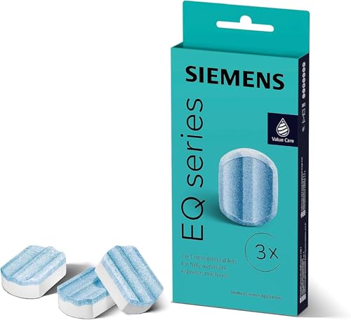 Siemens Entkalkungstabletten TZ80002A, 3 Stück, entfernt Kalkablagerungen und schützt vor Korrosion, Original-Zubehör, passend für Kaffeevollautomaten der EQ Reihe, sowie Einbauvollautomaten