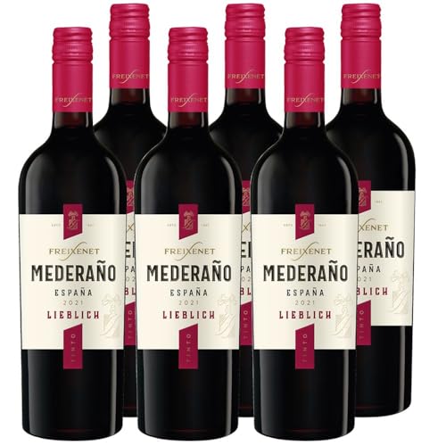 Freixenet Mederaño Tinto Lieblich (6 x 0,75 l) - Lieblicher Rotwein aus Spanien, fruchtig, vollmundig und samtig im Geschmack, perfekt zu Gegrilltem oder Käse