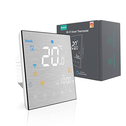 MoesGo Smartes WLAN fähiges Thermostat und programmierbare Temperatursteuerung für elektrische Fußbodenheizung, kompatibel mit Alexa und Google Home