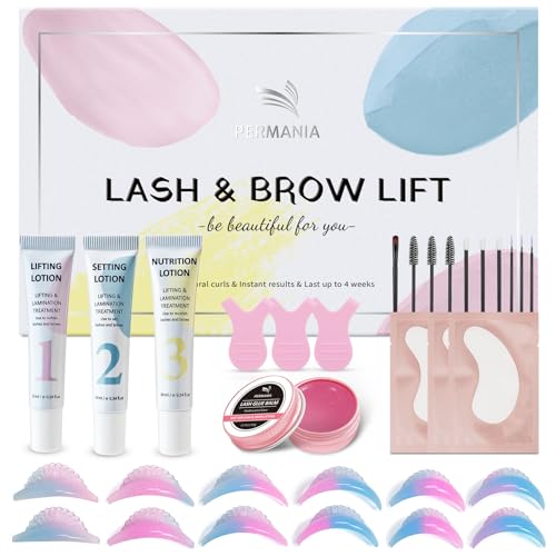 PERMANIA Wimpernlifting Set - Verbessertes Wimpernwelle und Augenbrauen Lifting Set, Effektive Salon Wimpern Lifting Ergebnisse, Sanfte Formel | Anfänger freundlich, Hält bis zu 4 Wochen