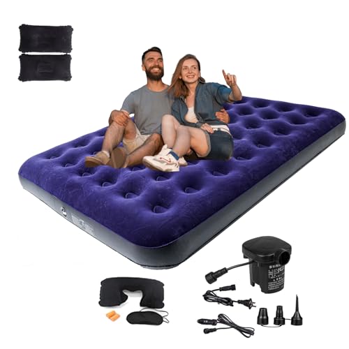 Icelus Doppel Aufblasbares Luftbett 204x 153 x 23 cm mit Luftpumpe,Campingmatratze Luftmatratze Aufblasbare Matratze Bett,Reisebett,Schlafunterlage für Zuhause und Reisen