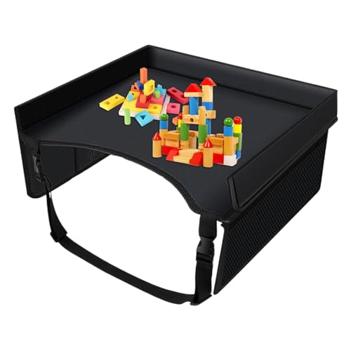 Wonsfuleu Reisetablett Auto Für Kinder, Autotisch Für Kind Rücksitz, Kinder Reisetisch, Knietablett Kinder Auto, Auto Tablett Kinder, Autositz Tablett Mit Verstellbarem Riemen Tasche