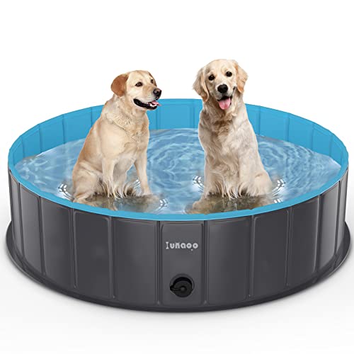 lunaoo Hundepool fur Große Hunde, Faltbare Schwimmbecken Hund Planschbecken Dog Pool, Tragbar PVC Hunde Pool Hundebadewanne Hundeschwimmbad für Große Kleine Hunde, Dunkelgrau, 80 x 20 cm