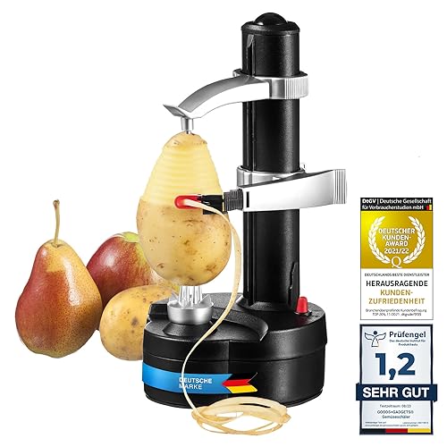 GOODS+GADGETS Elektrischer Kartoffelschäler Apfelschäler Automatischer Gemüseschäler Obstschäler Elektro Schäler für Obst & Gemüse