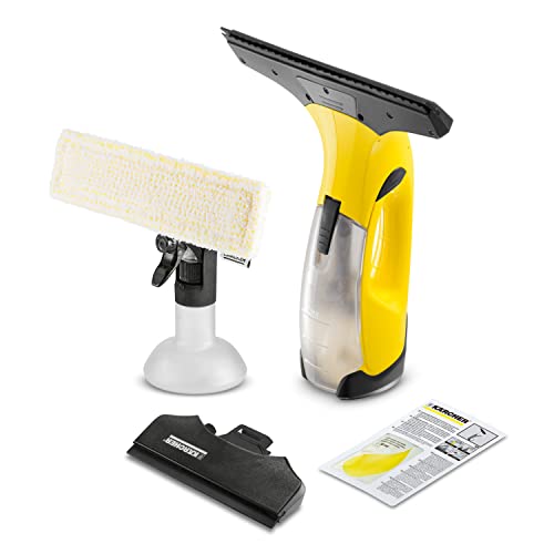 Kärcher Akku Fenstersauger WV 2 Plus N (Akkulaufzeit: 35 min, 2x wechselbare Absaugdüsen - breit und schmal, Sprühflasche mit Mikrofaserbezug, Fensterreiniger-Konzentrat 20 ml), 1 Stück (1er Pack)