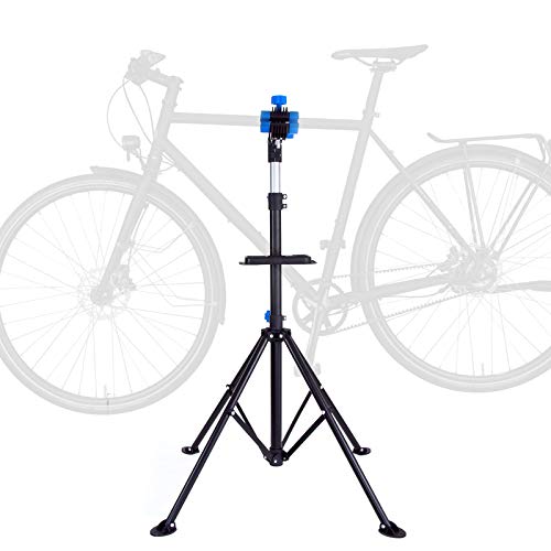 Grafner Montageständer für Fahrräder und Ebike, mit Werkzeugablage 105-190 cm, belastbar bis 30 kg, klappbar & höhenverstellbar, vierbeinig, robuste Ausführung, Reparaturständer Ebike