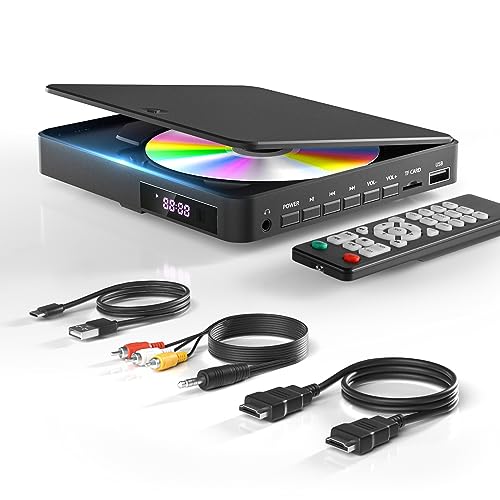 DVD Player Arafuna, DVD Player für Fernseher mit Alle Regionen Frei, DVD/CD-Player HDMI 1080P mit AV-Ausgang, USB-Eingang, Fernbedienung und AV-Kabel, integriertes PAL/NTSC
