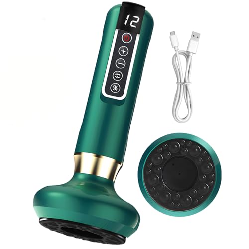 Aischens Elektrisches Schröpfmassagegerät,Cellulite Massagegerät für Beine,Bauch und Arme,Cellulite-Gerät,Lymphdrainage Gerät mit 12 Gängen & 4 Modi,Heizung drahtlose Schaben Instrument