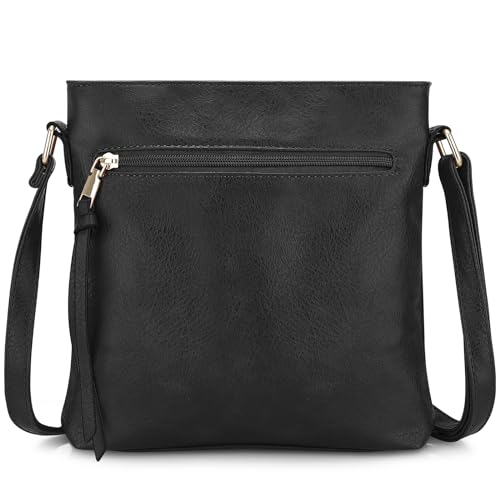 dobsechs Handtasche Damen Kleine Umhängetasche aus PU Leder Schultertasche für Frauen Schwarz Crossbody Bag mit verstellbarem Schultergurt