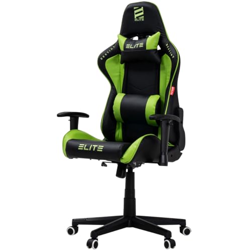 ELITE Gaming Stuhl MG200 Destiny | Ergonomischer Bürostuhl - Schreibtischstuhl - Chefsessel - Sessel - Racing Gaming-Stuhl - Gamingstuhl - Drehstuhl - Chair - Kunstleder Sportsitz (Schwarz/Grün)