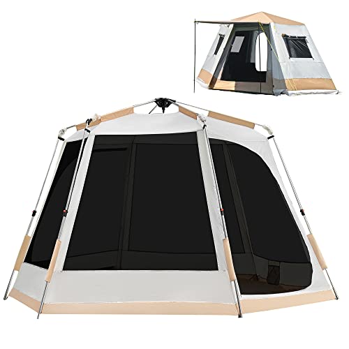 EULANT Wasserdicht Familienzelt (4-6 Mann) mit Quick Up System,2-Lagen Sonnenbeständig Hexagon Camping Zelt,3.3x3.3x2m
