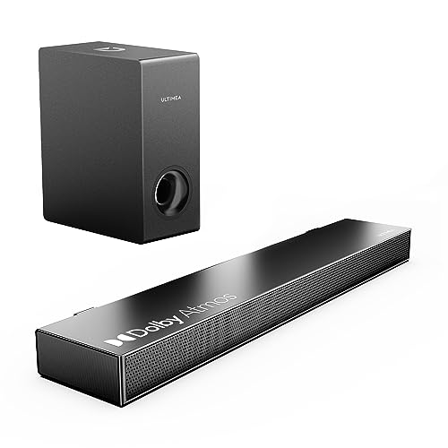 ULTIMEA Dolby Atmos Soundbar für TV Geräte, BassMAX, 3D Surround Sound System für TV Lautsprecher Heimkino, 2.1 PC Soundbar mit Subwoofer, 5.3 Bluetooth PC Sound Bars, 190W Spitzenleistung, Nova S50