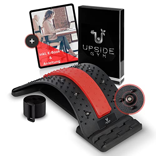 UPSIDE GYM® Rückenstrecker I inkl. E-Book I mit neuer Magnetfeldkur in 4 Stufen verstellbarer Rückendehner I Innovative MAXPOINT Struktur für optimale Haltungskorrektur