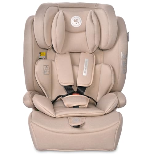 Lorelli Auto Kindersitz 9-36kg Adventure i-Size 76-150 cm, mitwachsender Autositz für Kinder, Babysitz, Autokindersitz, Einstellbare Kopfstütze, 5-Punkt-Sicherheitsgurt, beige
