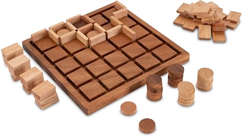 LOGOPLAY Dots and Boxes - Käsekästchen - für 2 Spieler - Spielfeld 22 x 22 cm - Strategiespiel aus Holz