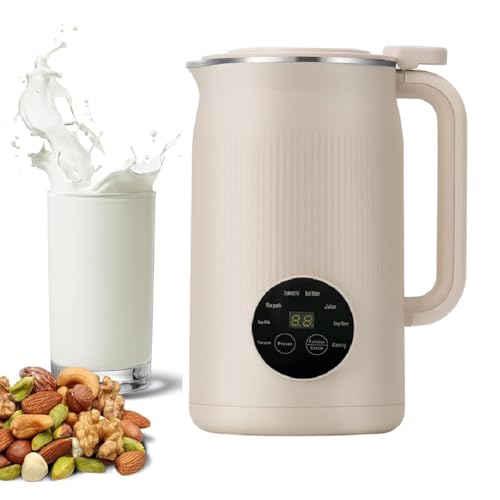 1200ml Sojamilch Maschine,Automatische Pflanzenmilchbereiter,Nussmilchmaschine mit Edelstahl Geräuschloser für selbstgemachte Pflanzenmilch,Hafer,Soja,Schwarze Sesam milchfreie Getränke (White)