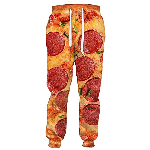 UIOKLMJH Herren-Hose, 3D-Druck, Gourmet-Wurst-Pizza, Uni, Sportbekleidung, modische Sweathose, lässige Streetwear-Hose, Hose 6, L