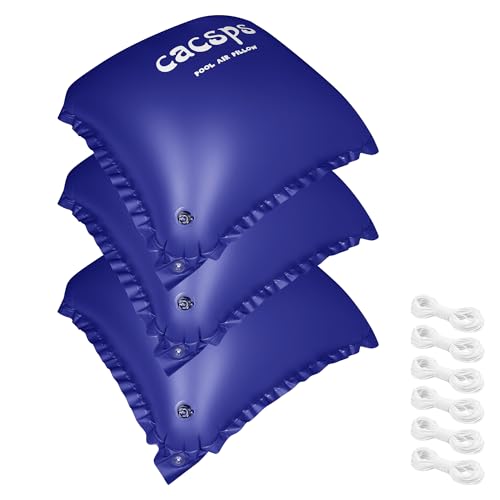 3 Packungen –CACSPS Poolkissen Winter, 122 x 122cm Ultradickes Luftkissen Luftkissen Pool Winter Aufblasbare Winterkissen Überwinterung für Pool inkl. 2X Rollen Seil Blau
