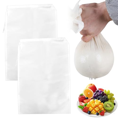 2 Stück Nussmilchbeutel Wiederverwendbar Passiertuch 24 x 36 cm Nylon Feinmaschiges Nussmilchbeutel Bio Waschbar Nut Milk Bag für Nussmilch Obstsaft Joghurt Kaffee