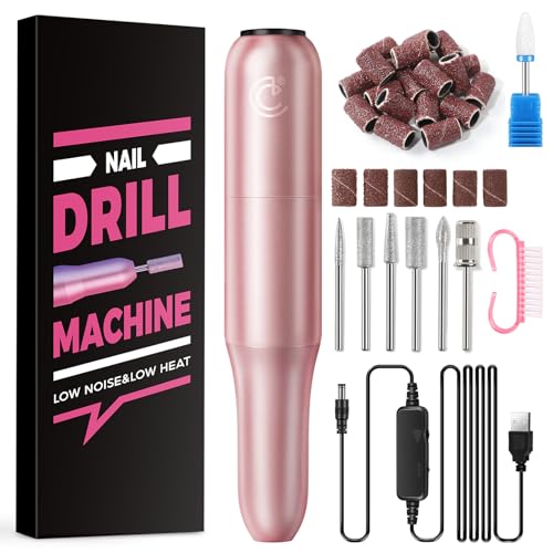 COSCELIA Elektrische Nagelfräser, 20000 u/min Verstellbare Geschwindigkei Professionell Elektrisch Nagelfeile für Gelnägel Pediküre Maniküre Set Nagelfeile für Gelnägel und Acrylnägel