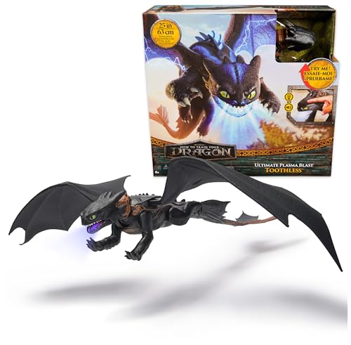 Dreamworks How to Train your Dragon, Plasma Blast Ohnezahn, 51cm lange Drachenfigur mit Licht- und Soundeffekten, Spielzeug für Kinder ab 4 Jahren