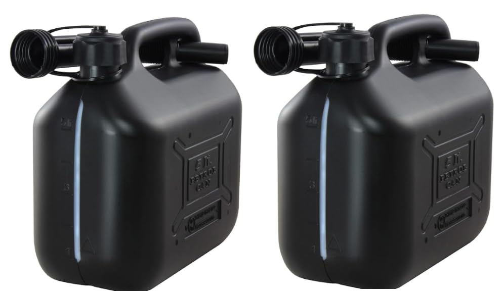 ProCar Benzinkanister 2X5 Liter Schwarz - UN- Zulassung Kunststoff Kraftstoffkanister mit Füllstandsanzeige - Made in Europe (Schwarz, 2 X 5 Liter)