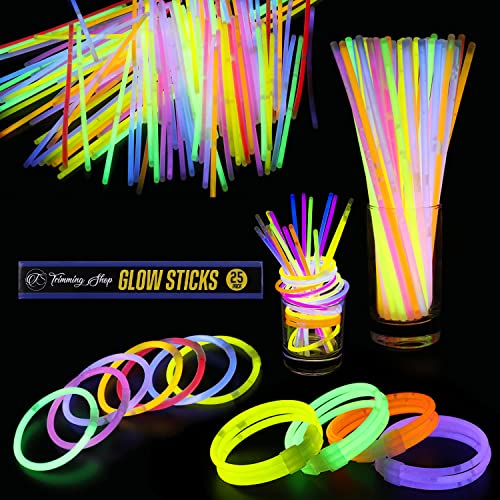 Trimming Shop Knicklichter Party Set für Kinder & Erwachsene, 25 Leuchtstäbe mit Verbinder Lang anhaltende Neon Knicklichter Halsketten, Armbänder, Halloween mitgebsel Kinder, Deko & Festival Zubehör