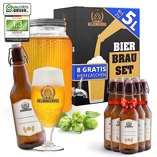 Heldengenuss - Bierbrauset Pils - 5L Bier - [Echtes Brauerlebnis] - Bier brauen Set Mit Videoanleitung - Bier Geschenke für Männer